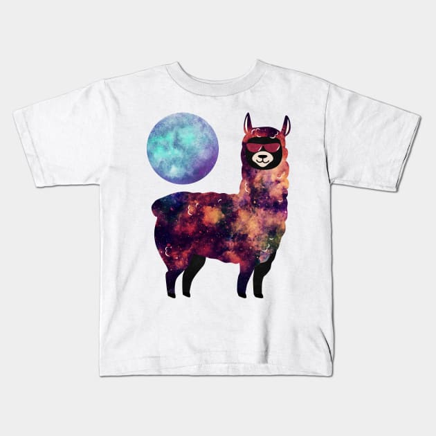 Sky llama and the blue planet Kids T-Shirt by famatrix